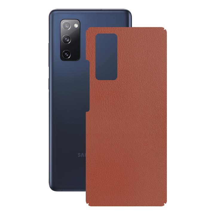 برچسب پوششی راک اسپیس طرح Brown Leather مناسب برای گوشی موبایل سامسونگ مدل Galaxy S20 FE